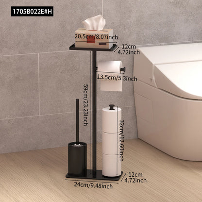Toilet Paper Stand with Shelf & Brush Holder – Black or White