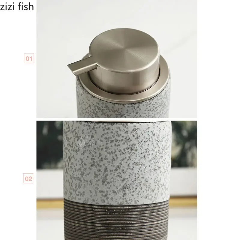 Two-tone ceramic soap dispenser fourth view – ShowerNest Australia
