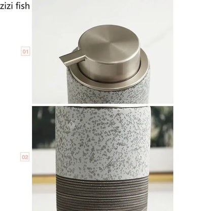 Two-tone ceramic soap dispenser fourth view – ShowerNest Australia