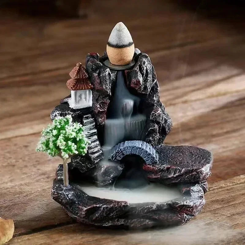 Waterfall backflow incense burner third view – ShowerNest Australia