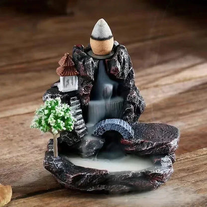 Waterfall backflow incense burner third view – ShowerNest Australia