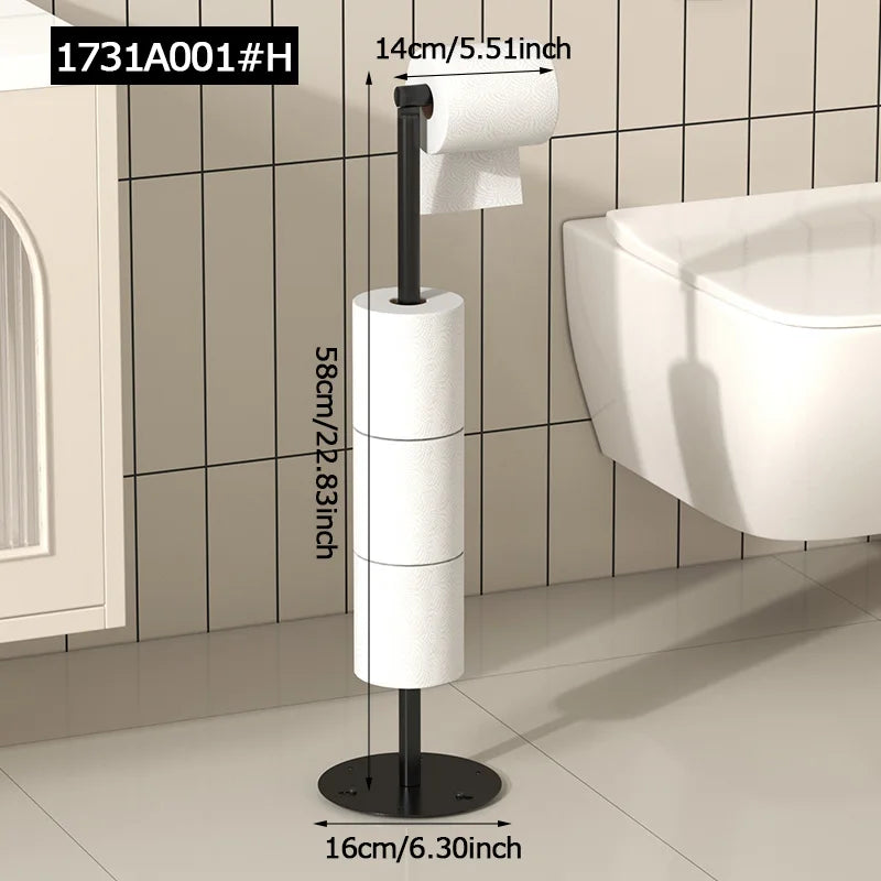 Toilet Paper Stand with Shelf & Brush Holder – Black or White