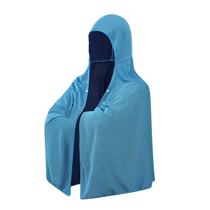 Light blue cooling mesh hooded towel poncho – ShowerNest Australia