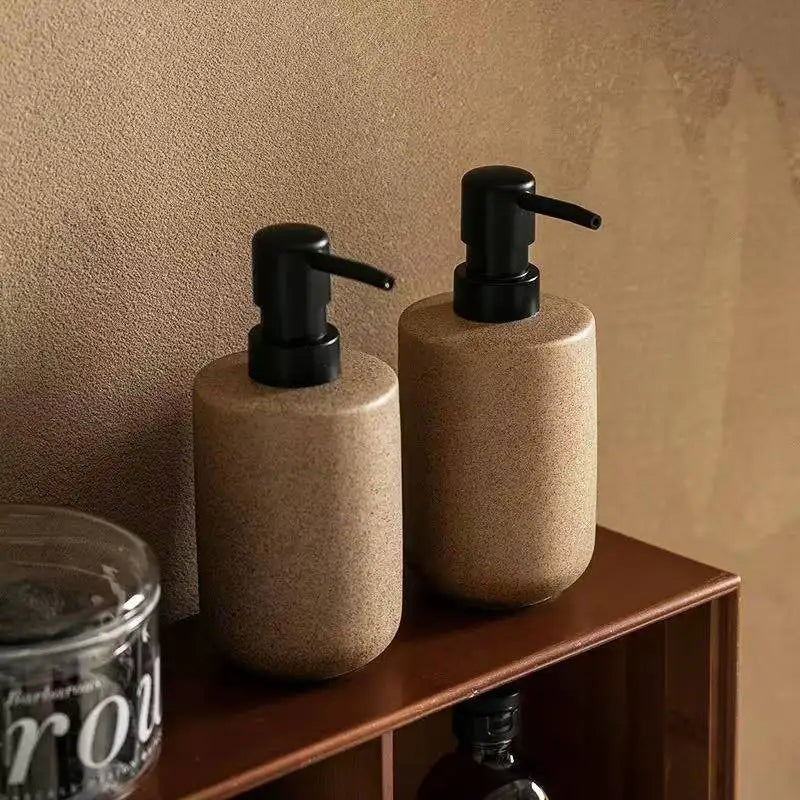 Tall sand ceramic soap dispenser