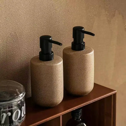 Tall sand ceramic soap dispenser