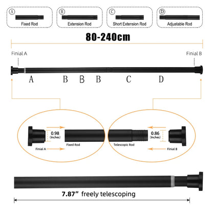 Black or white shower curtain rod, no-drill tension pole - view 8