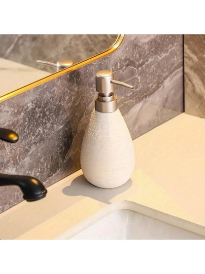 Textured ceramic soap dispenser – short, white – ShowerNest Australia