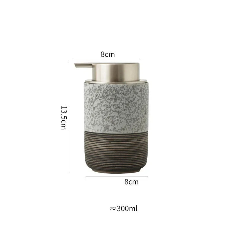 Two-tone ceramic soap dispenser – lotion pump, speckled grey – ShowerNest Australia