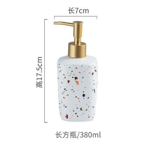 White terrazzo ceramic soap dispenser and bathroom set – soap dispenser – ShowerNest Australia
