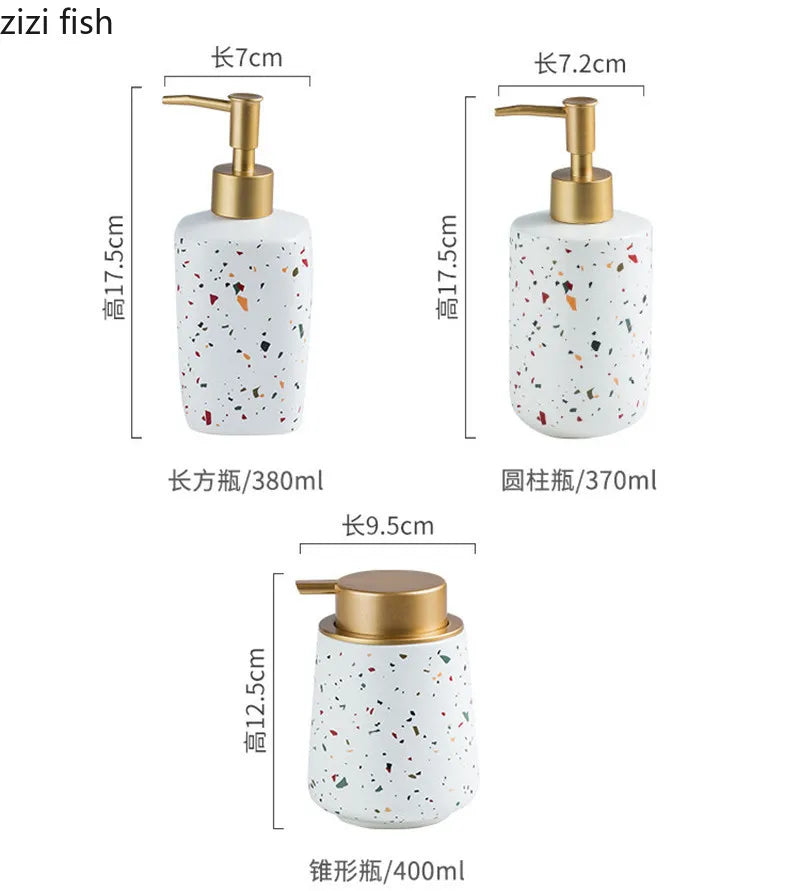White terrazzo ceramic soap dispenser and bathroom set sixth view – ShowerNest Australia