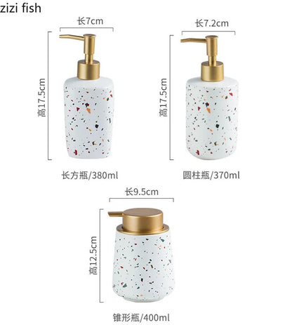 White terrazzo ceramic soap dispenser and bathroom set sixth view – ShowerNest Australia