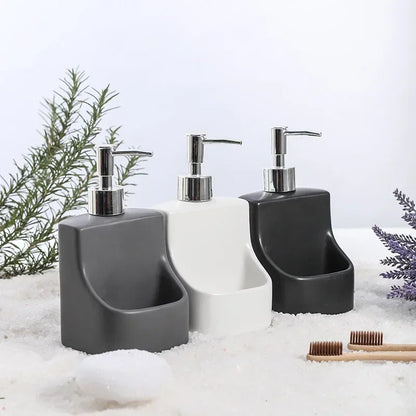 Ceramic dish soap dispenser with sponge holder main photo – ShowerNest Australia