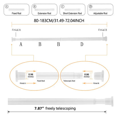 Black or white shower curtain rod, no-drill tension pole - view 13