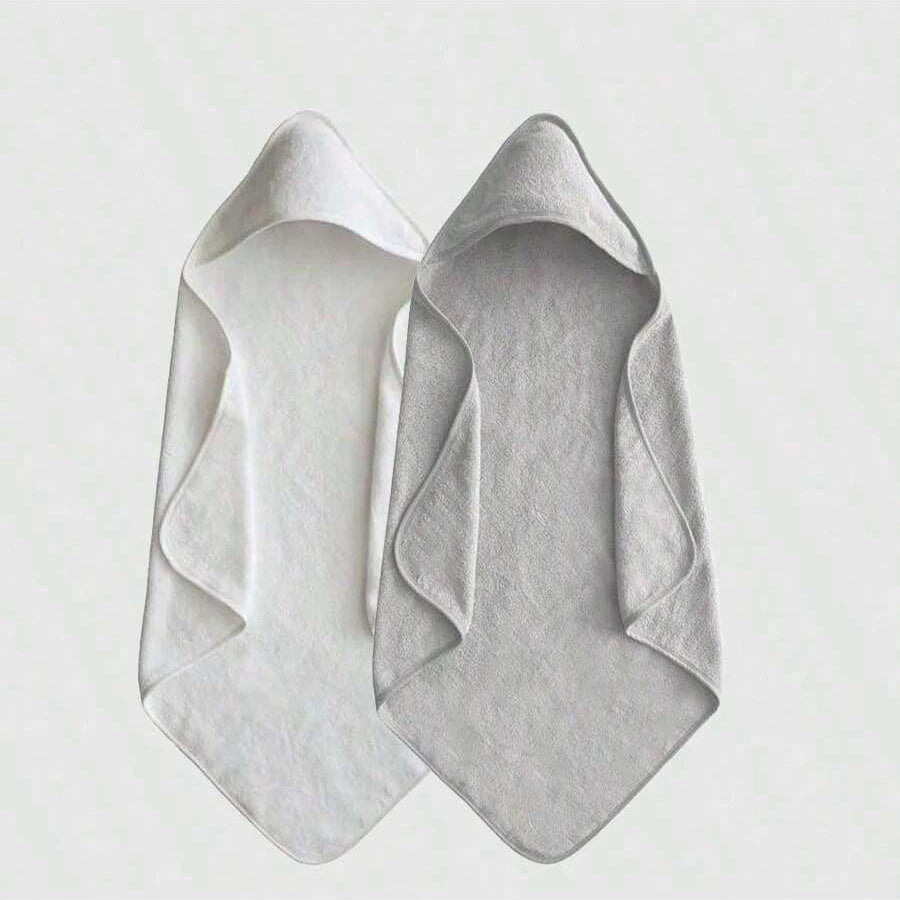 Newborn hooded towel set, 2 pack in white and grey – ShowerNest Australia