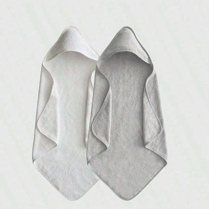 Newborn hooded towel set, 2 pack in white and grey – ShowerNest Australia
