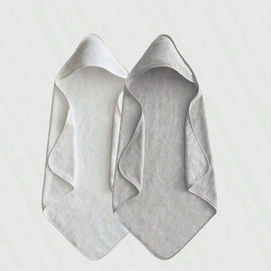 Newborn hooded towel set, 2 pack in white and grey – ShowerNest Australia