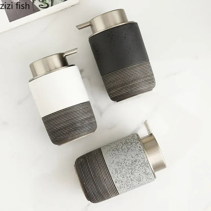Two-tone ceramic soap dispenser third view – ShowerNest Australia