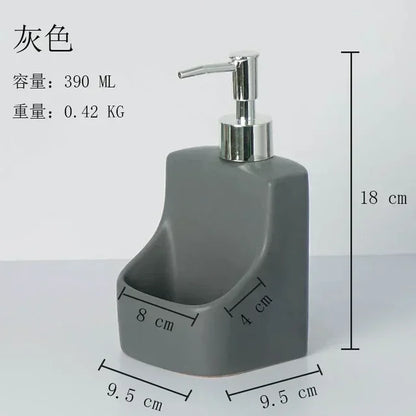Ceramic dish soap dispenser with sponge holder – Grey – ShowerNest Australia