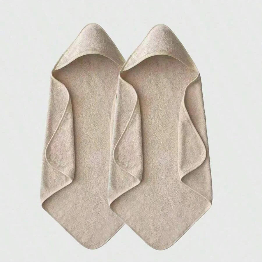 Newborn hooded towel set, 2 pack in beige neutral colours – ShowerNest Australia