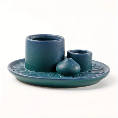 4-in-1 ceramic incense burner – Teal – ShowerNest Australia