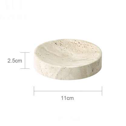 Natural travertine bathroom accessories – round soap dish – ShowerNest Australia