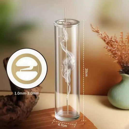 Glass tube incense holder with brass top main photo – ShowerNest Australia