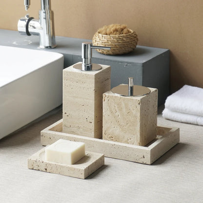 Natural travertine bathroom accessories third view – ShowerNest Australia