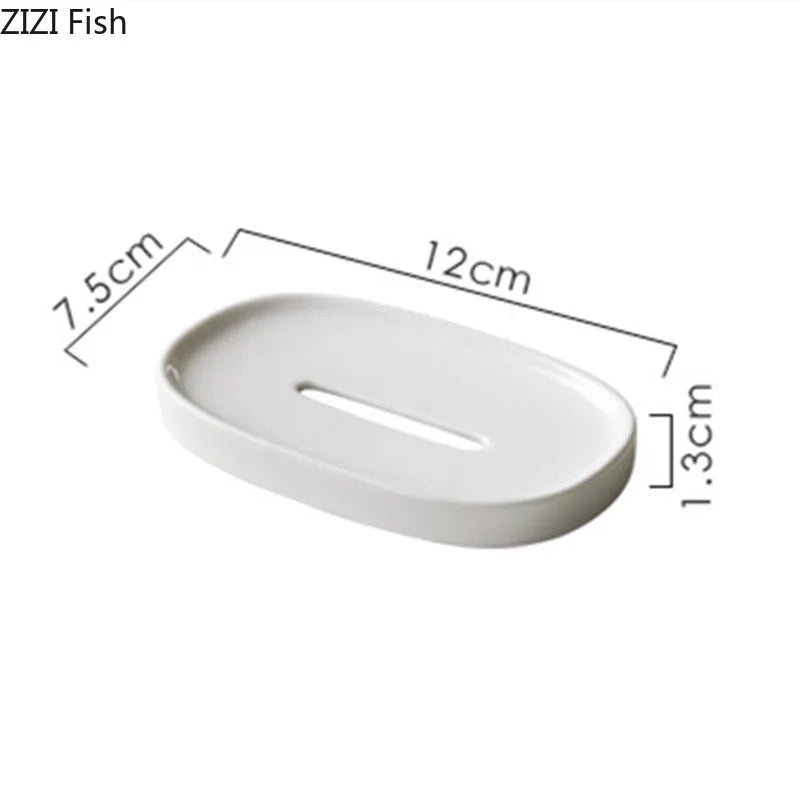 Oval ceramic soap dish with drain fifth view – ShowerNest Australia