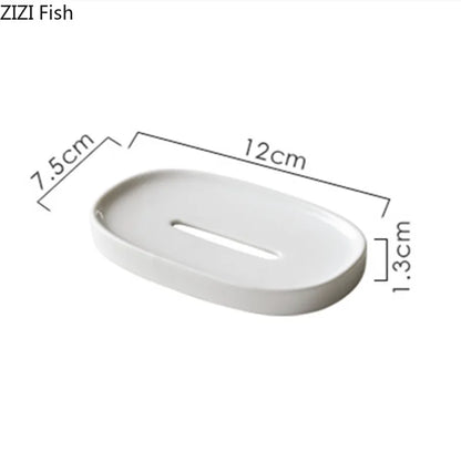 Oval ceramic soap dish with drain fifth view – ShowerNest Australia