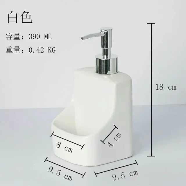 Ceramic dish soap dispenser with sponge holder – White – ShowerNest Australia