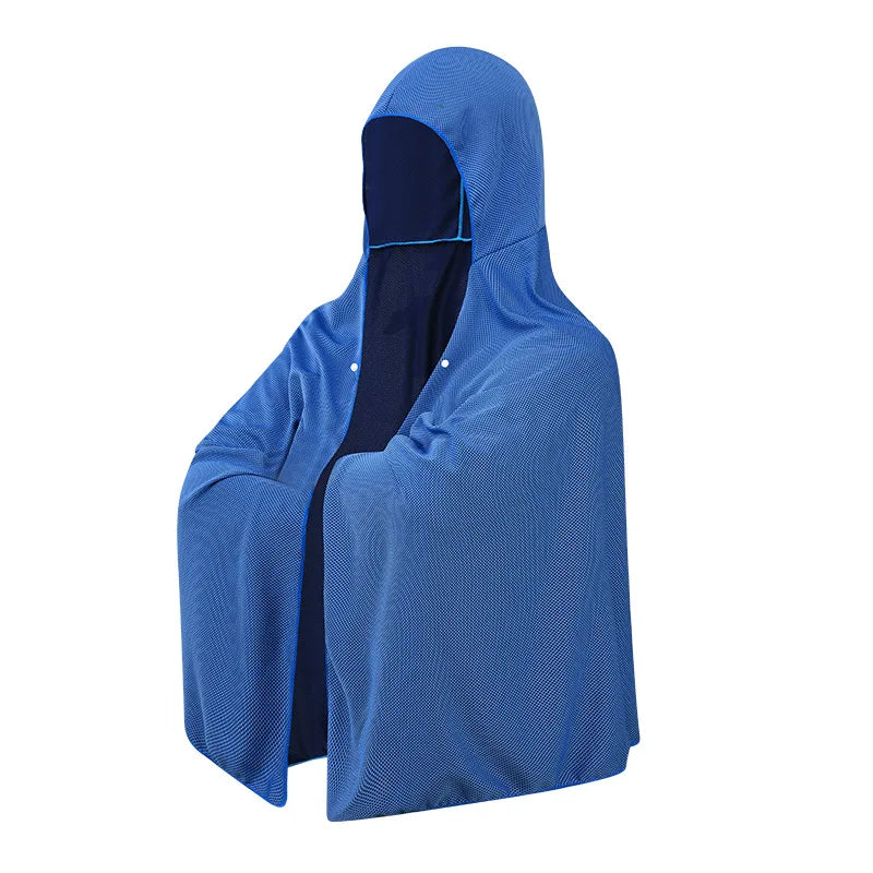 Blue cooling mesh hooded towel poncho – ShowerNest Australia