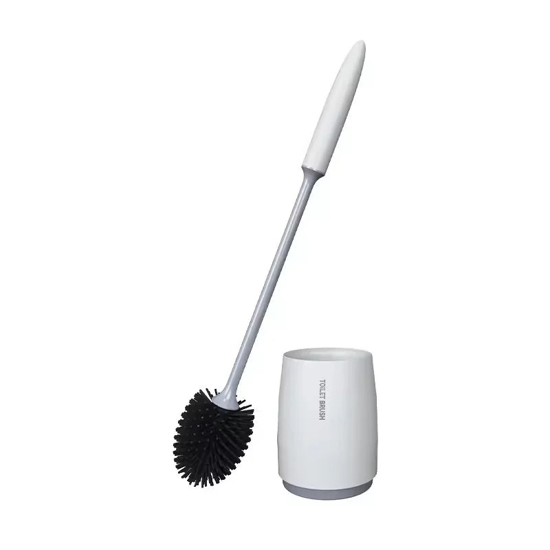 Silicone Toilet Brush & Holder Set – Olive Shape, White or Black
