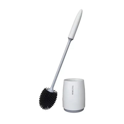 Silicone Toilet Brush & Holder Set – Olive Shape, White or Black