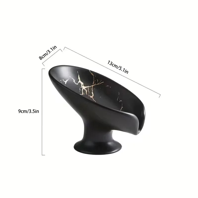 Self-draining waterfall ceramic soap dish – Black Marble – ShowerNest Australia