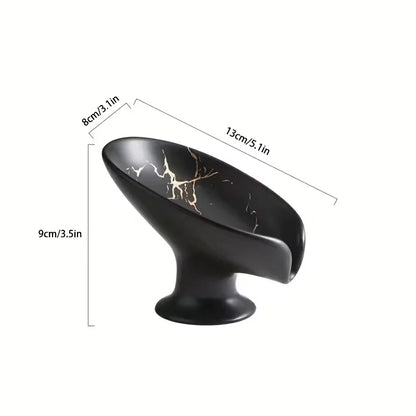 Self-draining waterfall ceramic soap dish – Black Marble – ShowerNest Australia