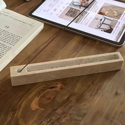 Natural travertine incense holder tray sixth view – ShowerNest Australia