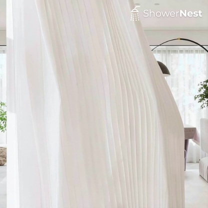 Sheer Curtains for French Windows – Modern White Voile