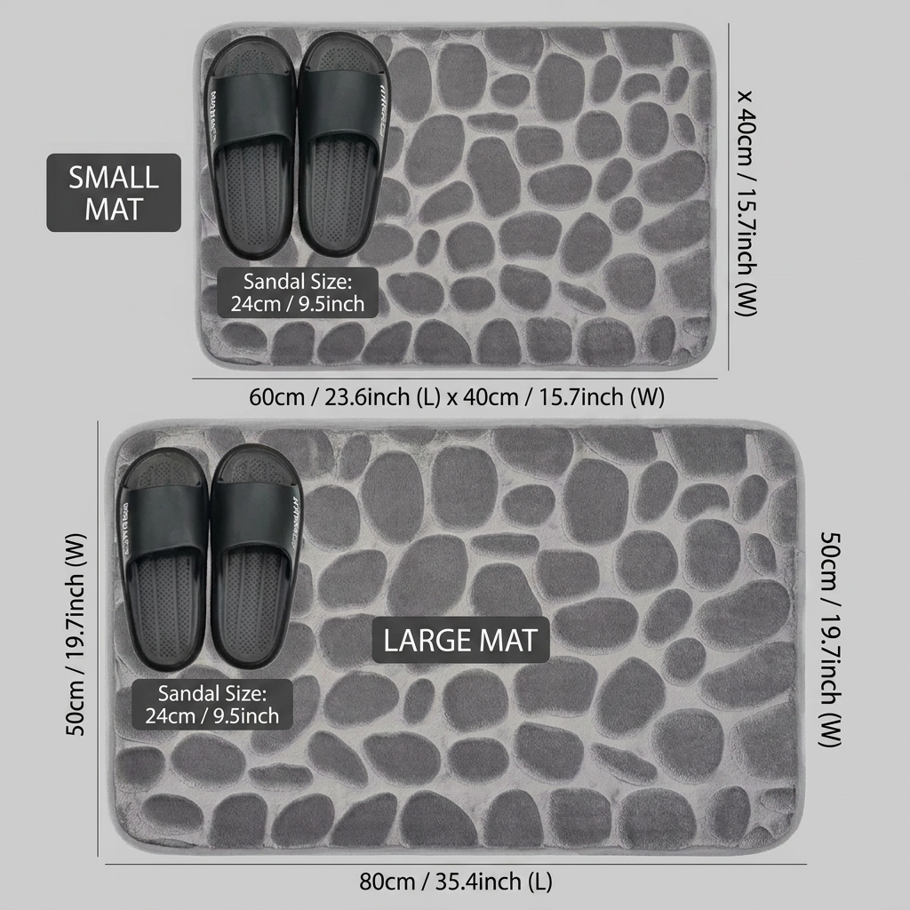 Size Stone Bath Pebble Mats Non Slip in a modern luxury Australian bathroom