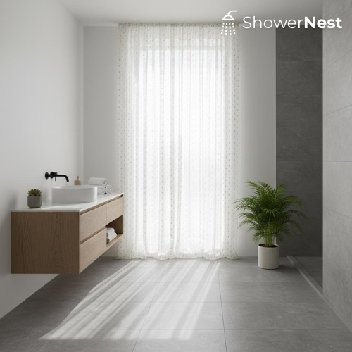 Vintage Linen Transparent Curtain – Thin & long shower curtain  Showernest