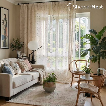 Vintage Linen Transparent Curtain – Thin & Trendy Design