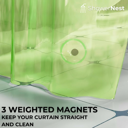 Weighted PEVA Green Shower Curtain