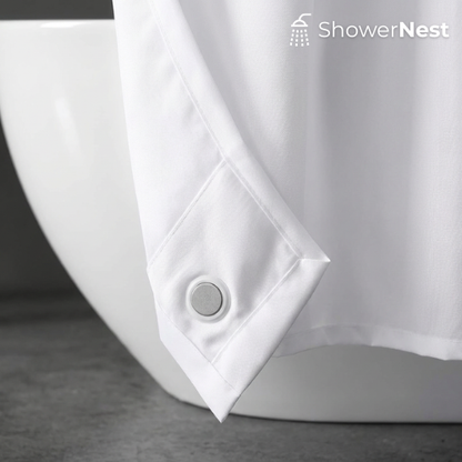 White Magnet Weighted PEVA Shower Curtain & Liner 