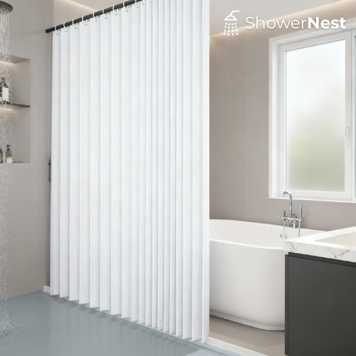 White Pinch Pleat Curtains with Hooks – Modern Polyester Design