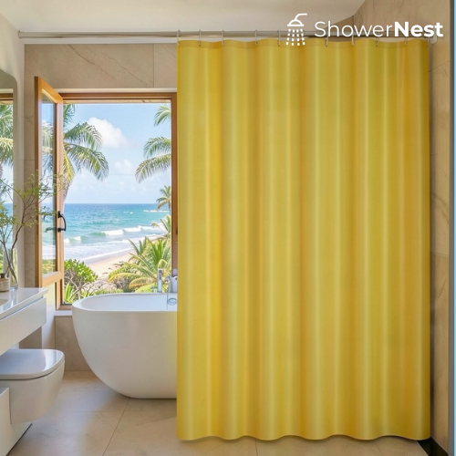 Yellow PEVA Shower Curtain & Waterproof Liner 
