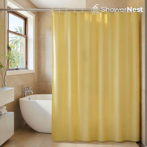 Yellow PEVA Shower Curtain & Waterproof Liner | ShowerNest