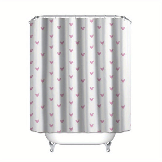 Pink Shower Curtain – Pink Heart Pattern (Valentine’s Edition)