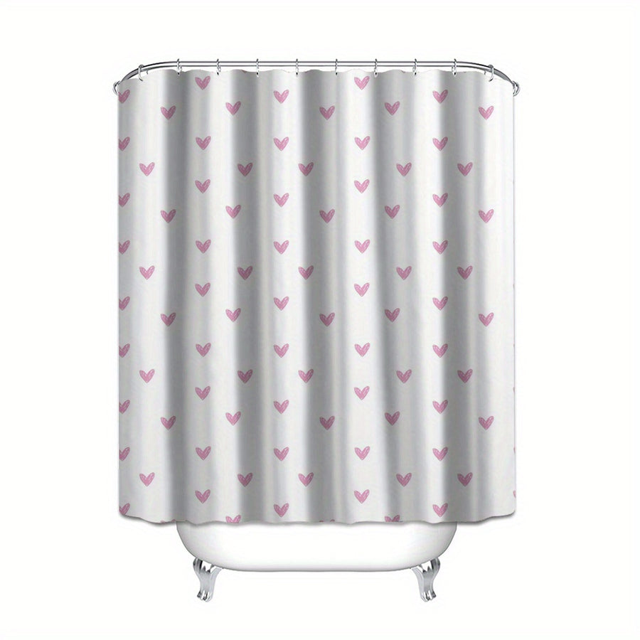 Pink Shower Curtain – Pink Heart Pattern (Valentine’s Edition)