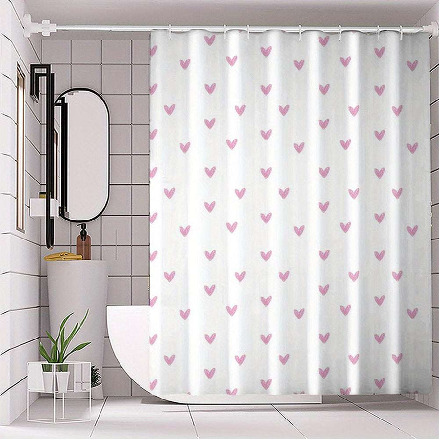 Pink Shower Curtain – Pink Heart Pattern (Valentine’s Edition)
