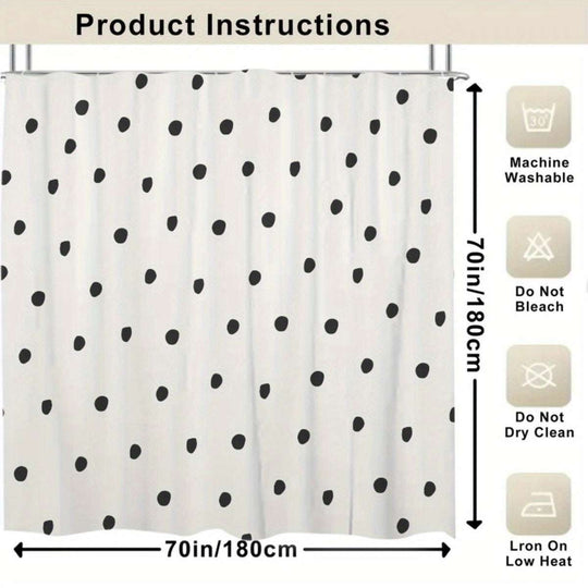White Shower Curtain – Black Polka Dot Pattern