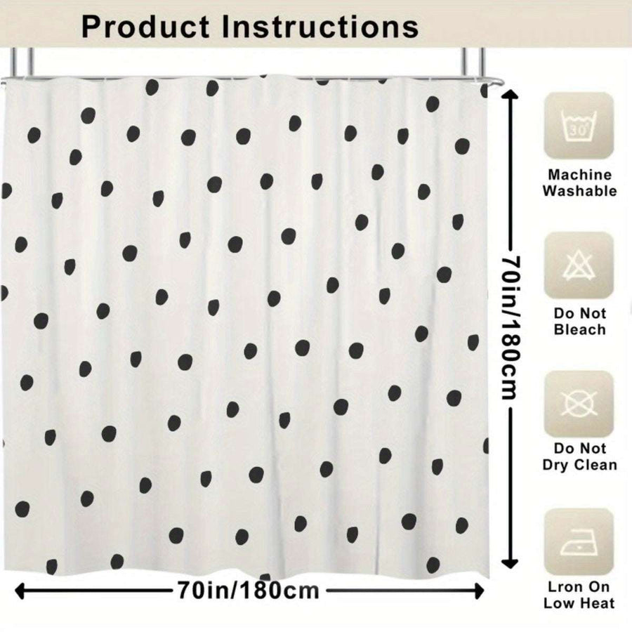White Shower Curtain – Black Polka Dot Pattern